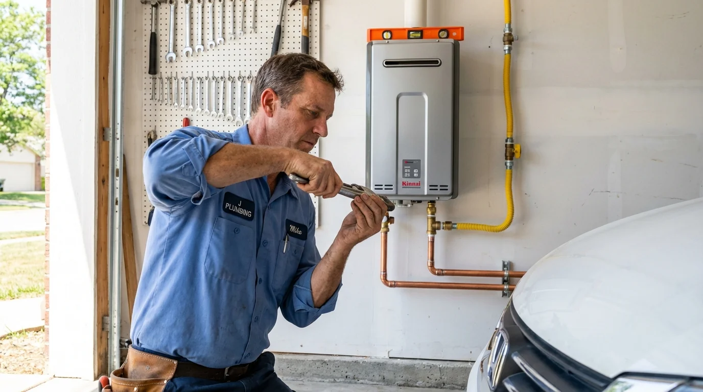 Tankless water heater installation by a Johns Plumbing LLC plumber in Bastrop